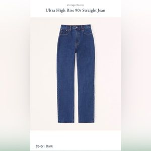 Abercrombie and Fitch 90s Straight Ultra High Rose Dark Denim Size 28/6R